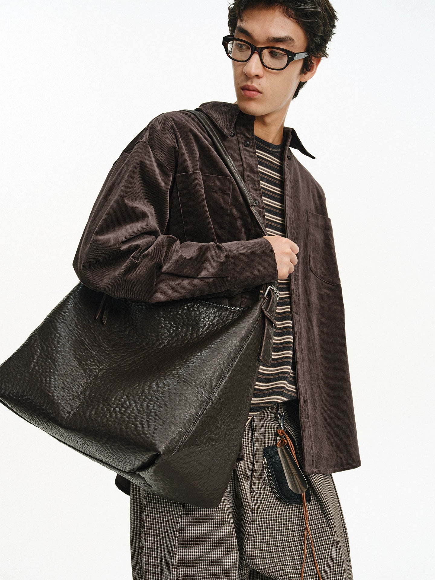 Mountain Texture Crossbody Large Leather Bag