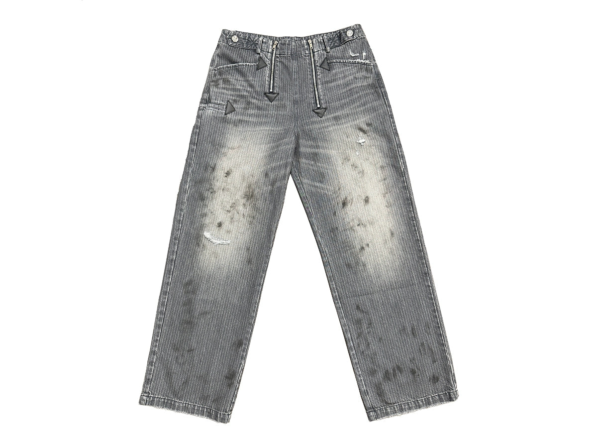 Patchwork Striped Hand-Painted Jeans