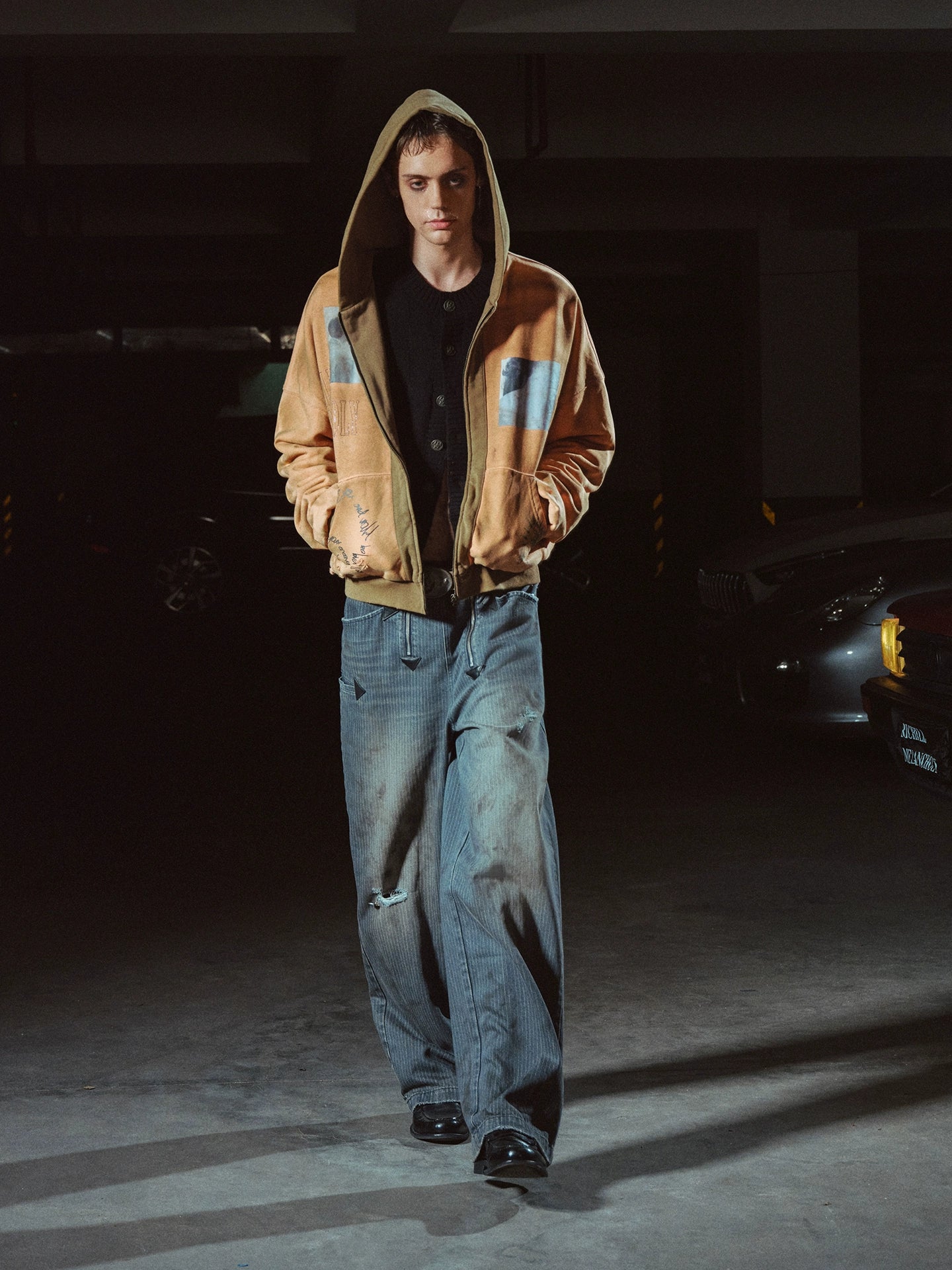 Patchwork Striped Hand-Painted Jeans