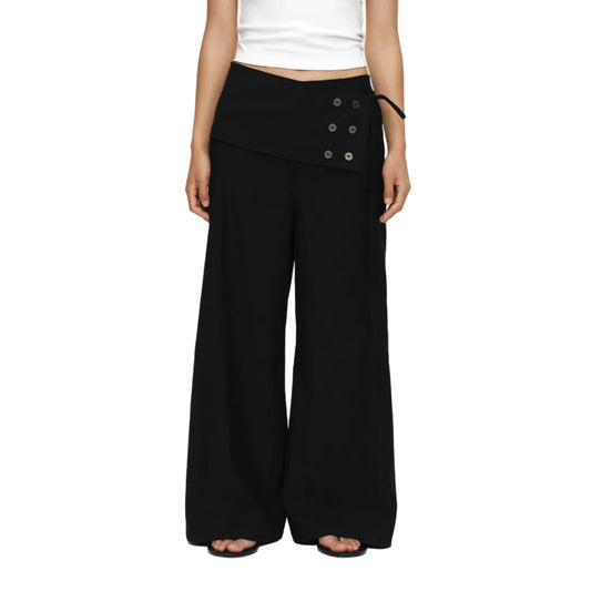 Button-down straight trousers
