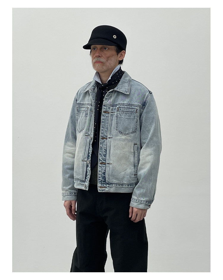 Short Slim Fit Washed Denim Jacket