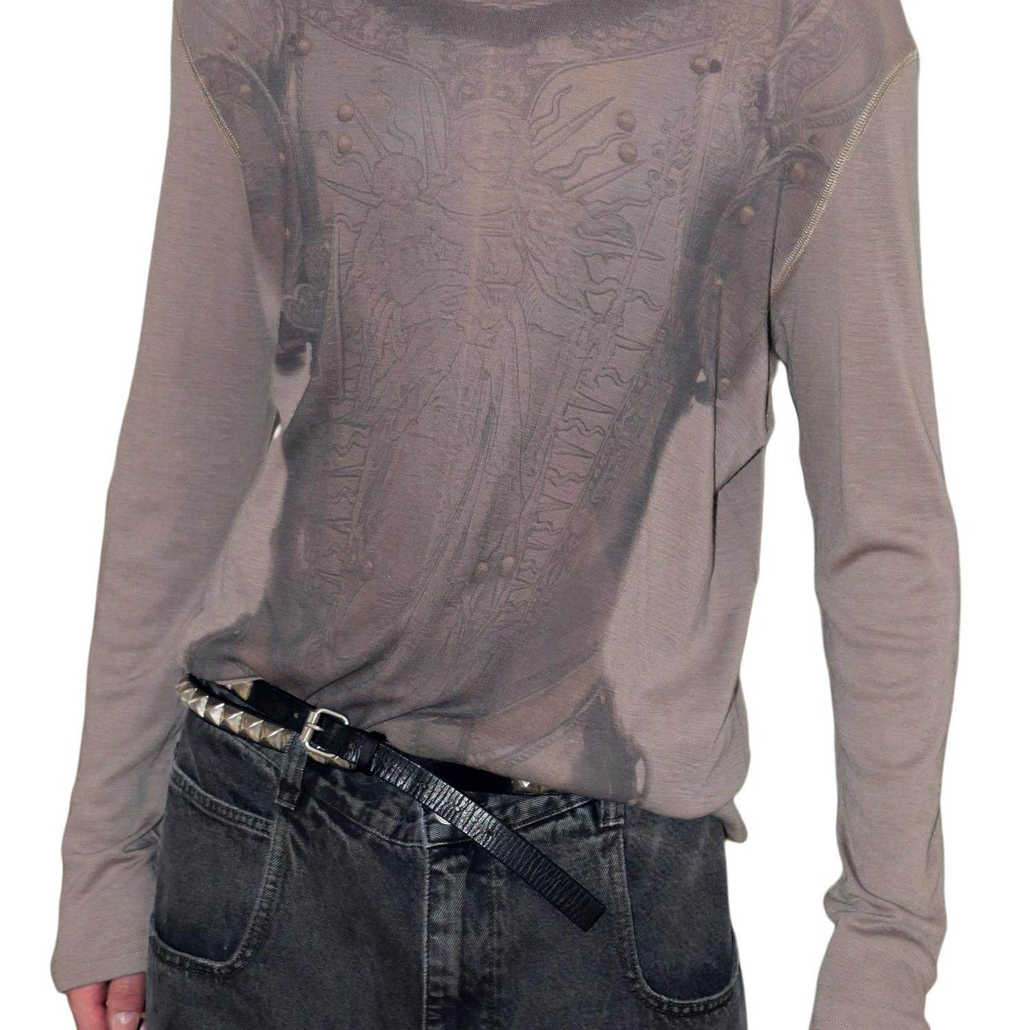 Armor Print Merino Wool Tattoo Long Sleeve T-Shirt