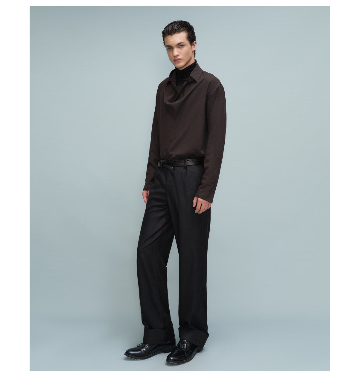 Front swaying collar long sleeve