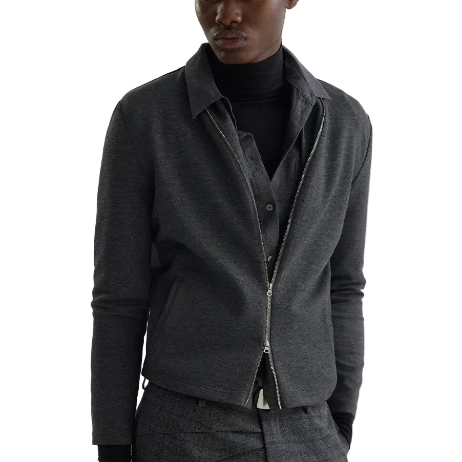 Layered collar double zip sweatshirt
