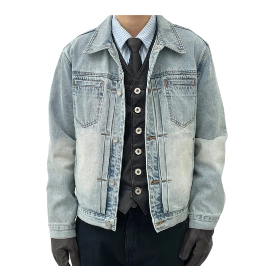 Short Slim Fit Washed Denim Jacket