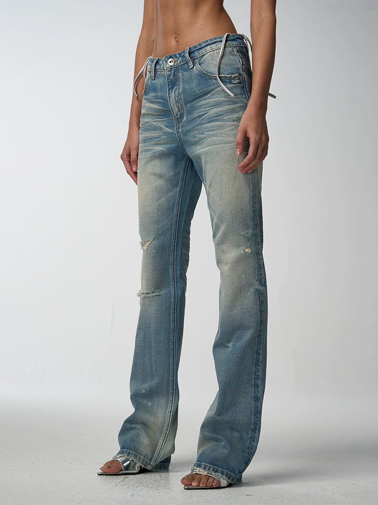 silverline low-rise distressed bootcut jeans