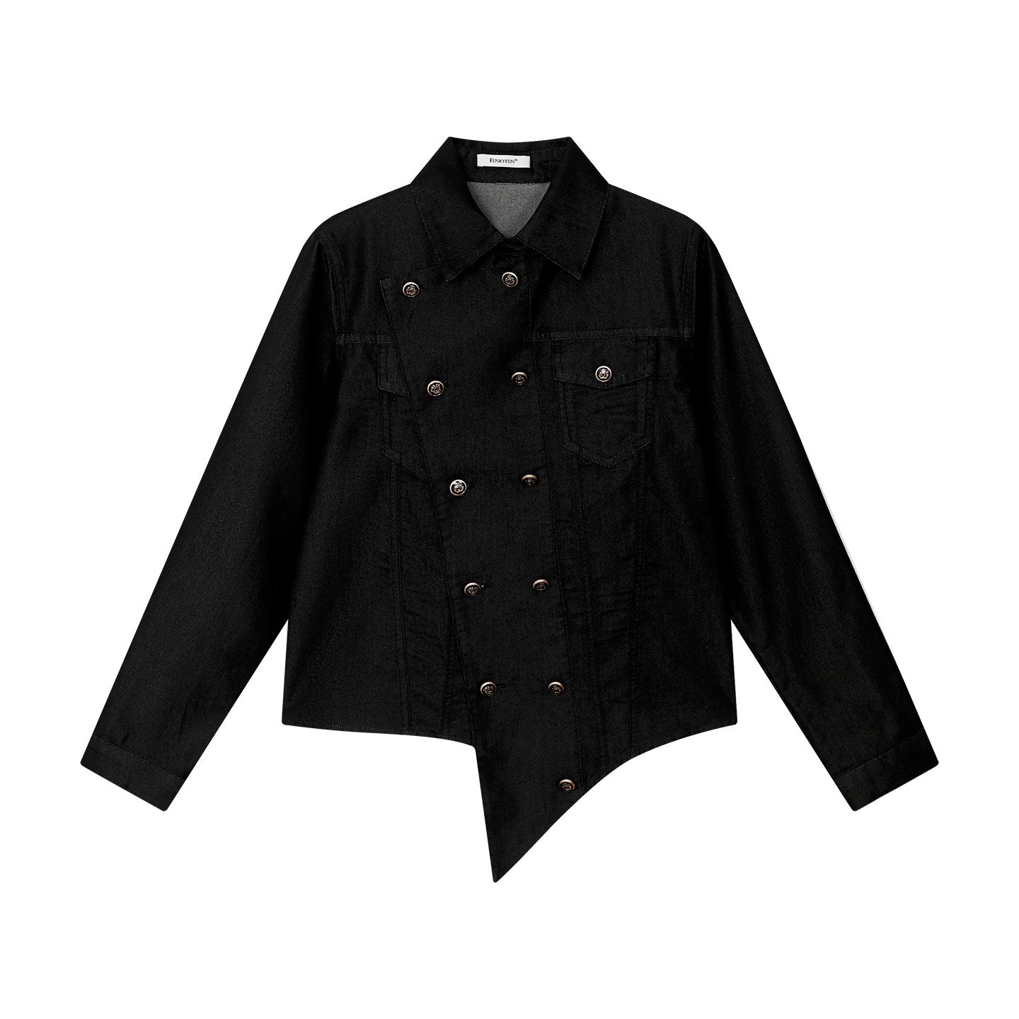 Irregular Hem Double-Breasted Shirt Jacket