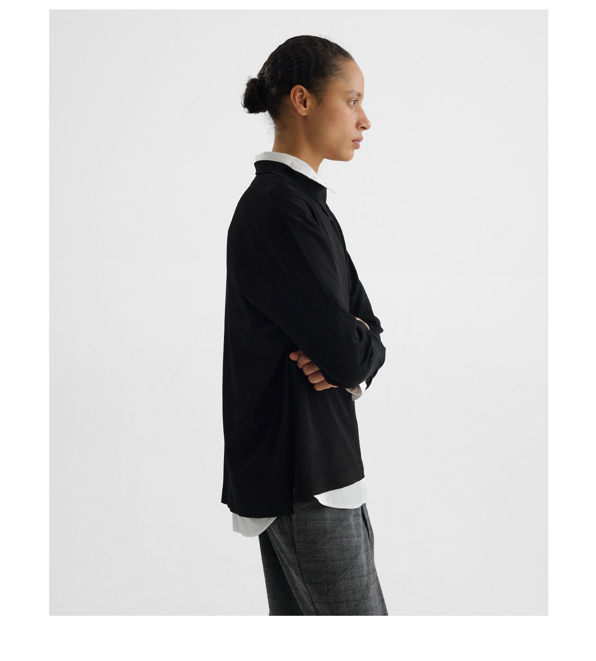 Black Silk Long Sleeve T-Shirt
