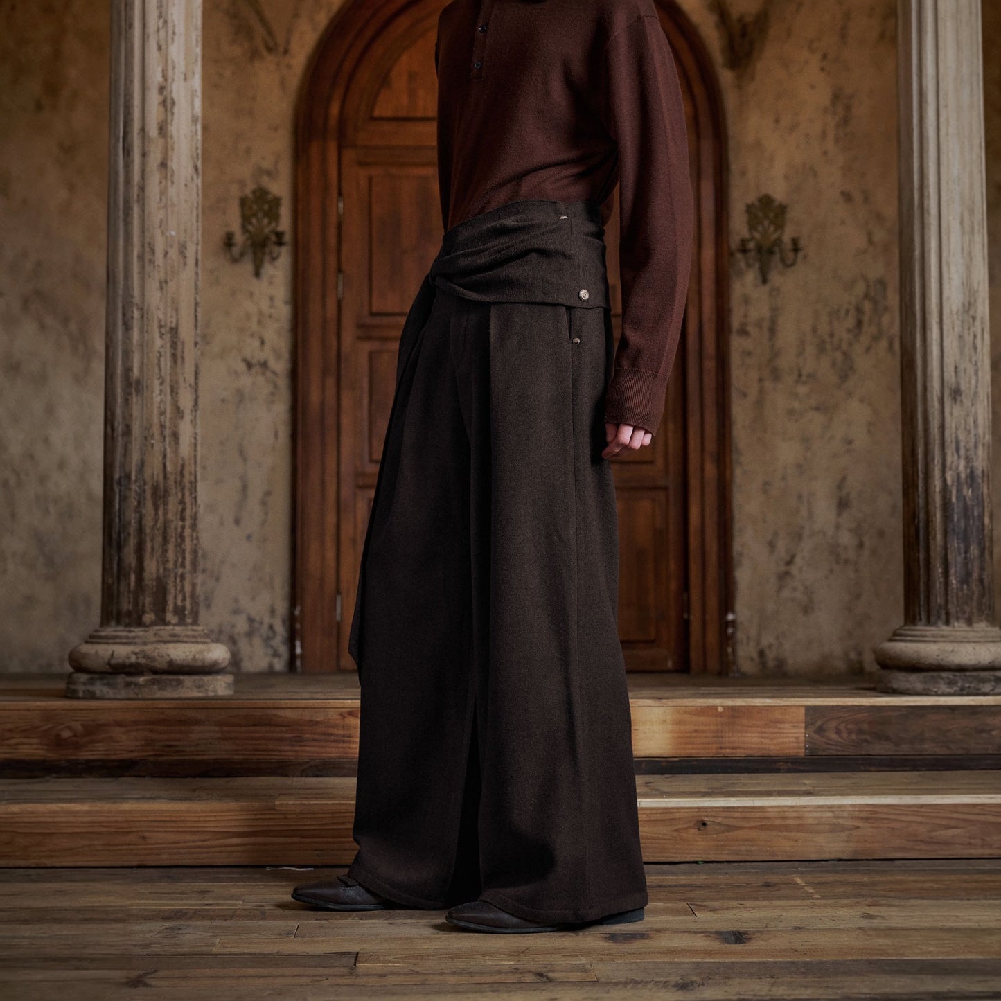 "Reins" wood jacquard trousers