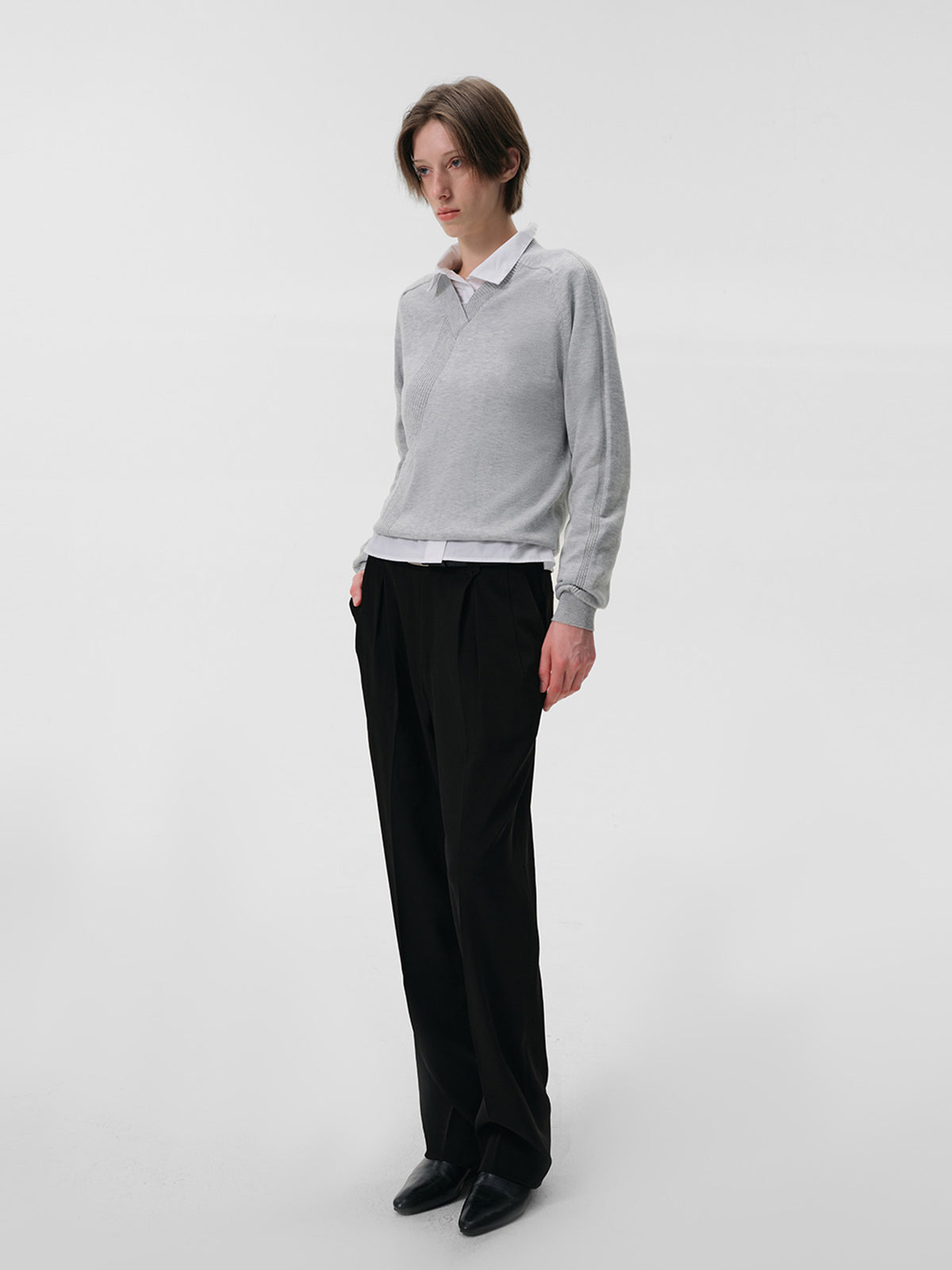 Patchwork saddle shoulder knit