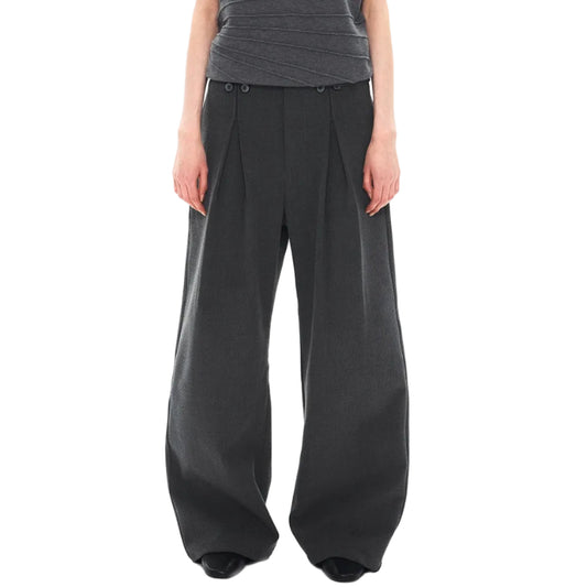 Mirror pleated straight-leg trousers
