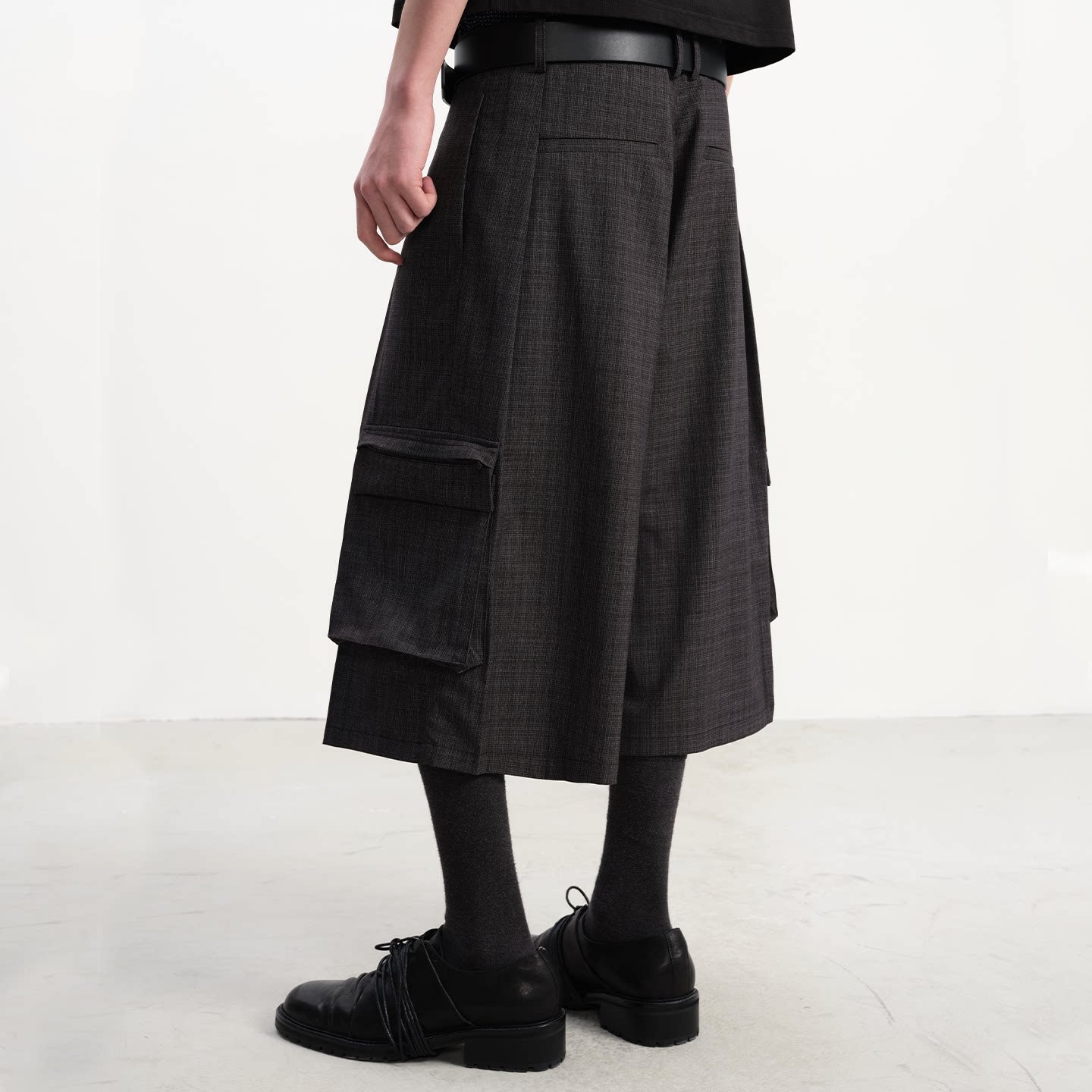 Plaid Pleated Cargo shorts
