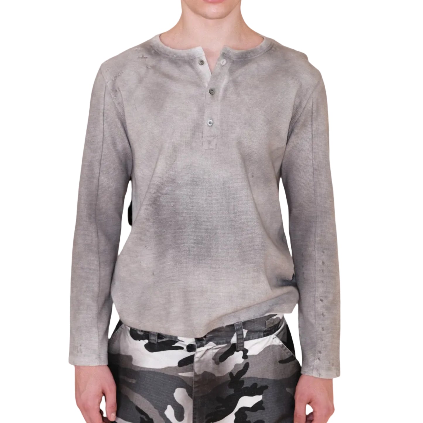 Waffle Henry Collar Pullover Thin Sweatshirt