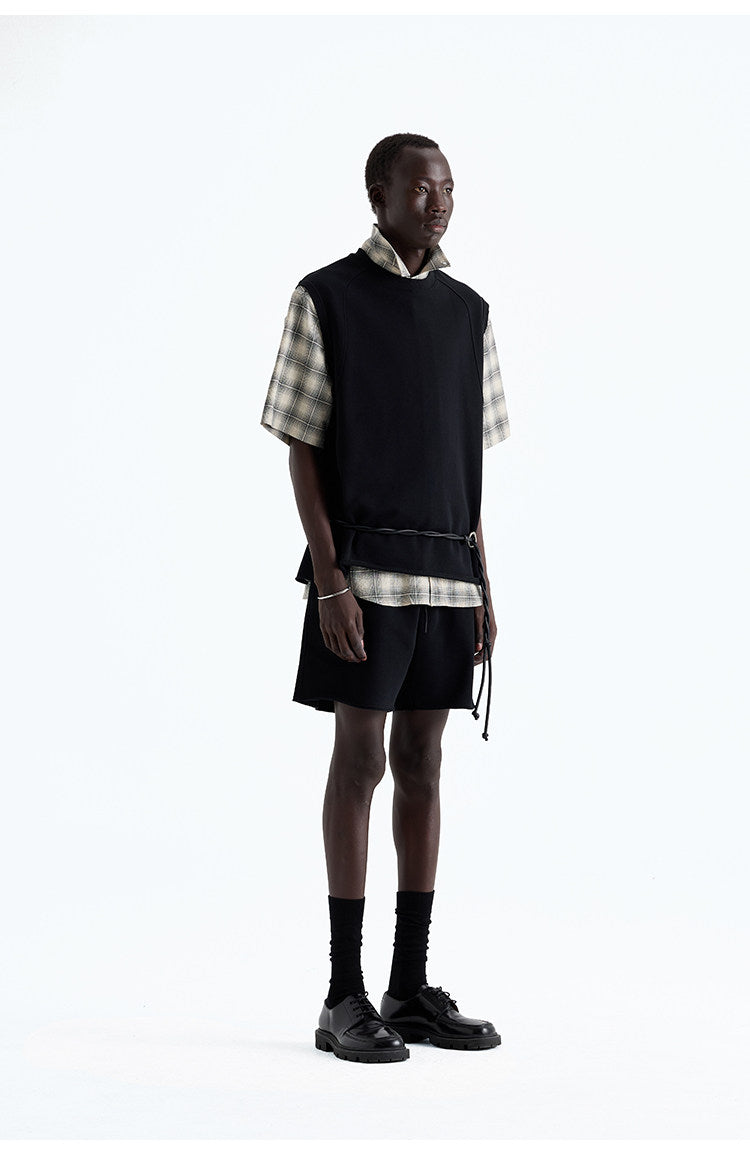 Check Pleated Short Sleeve Shirt