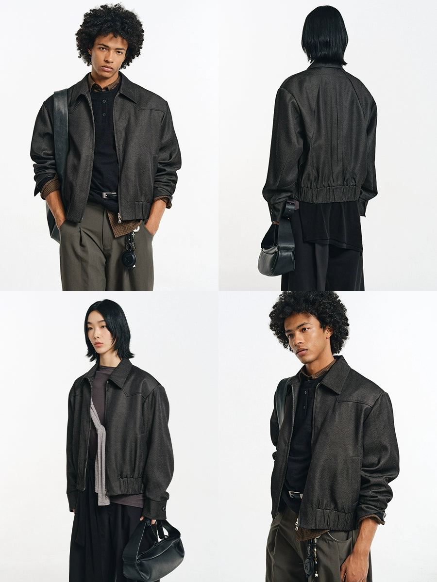 Cropped Shoulder Pad Patchwork Jacket