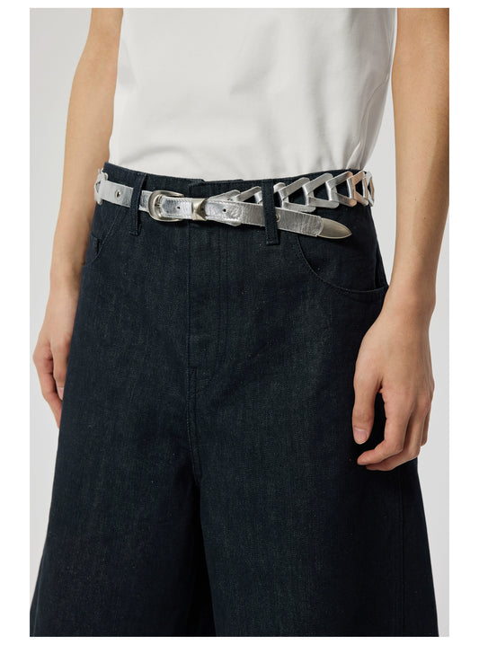 Metallic leather Braided Belt