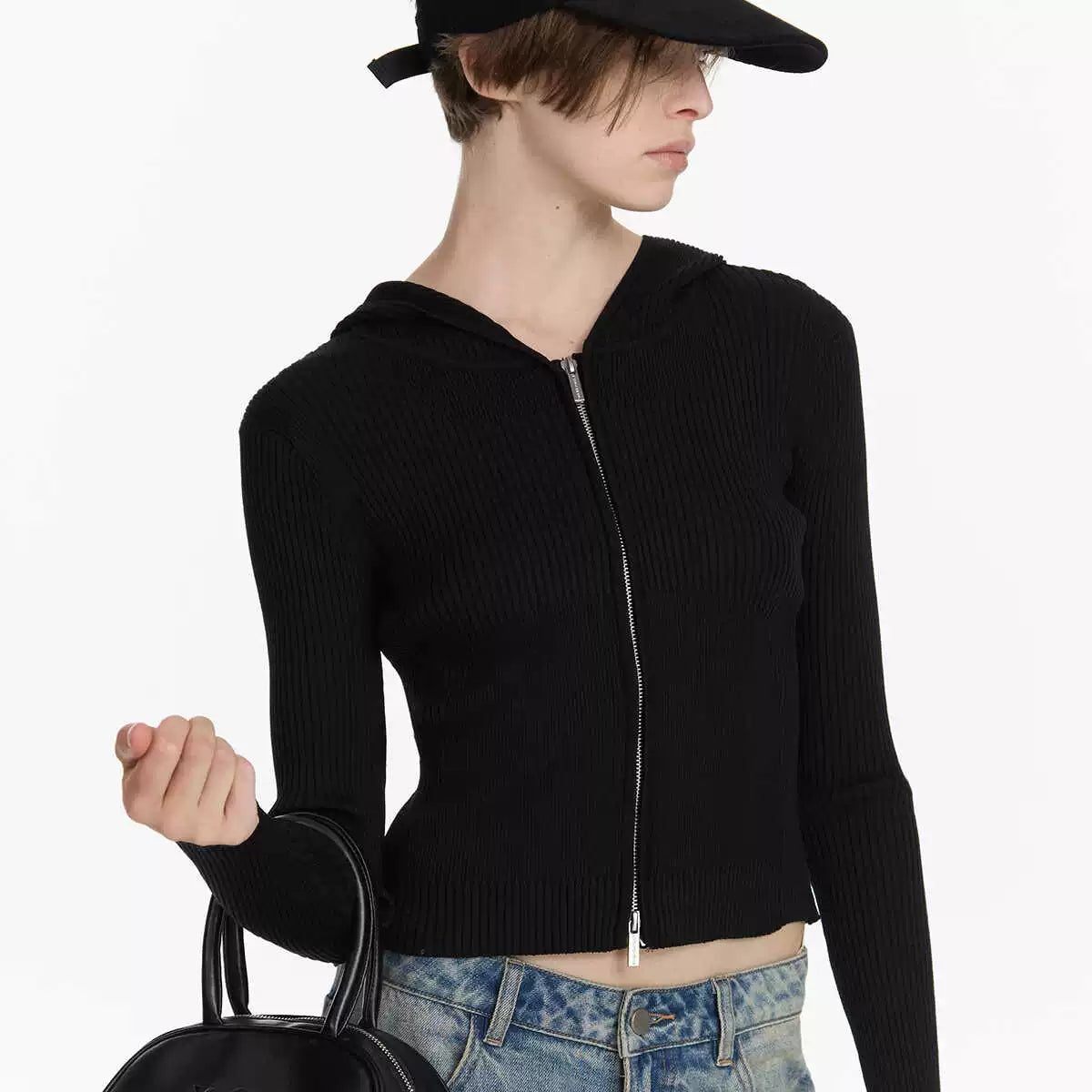 Basic Knitted Zip Hoodie