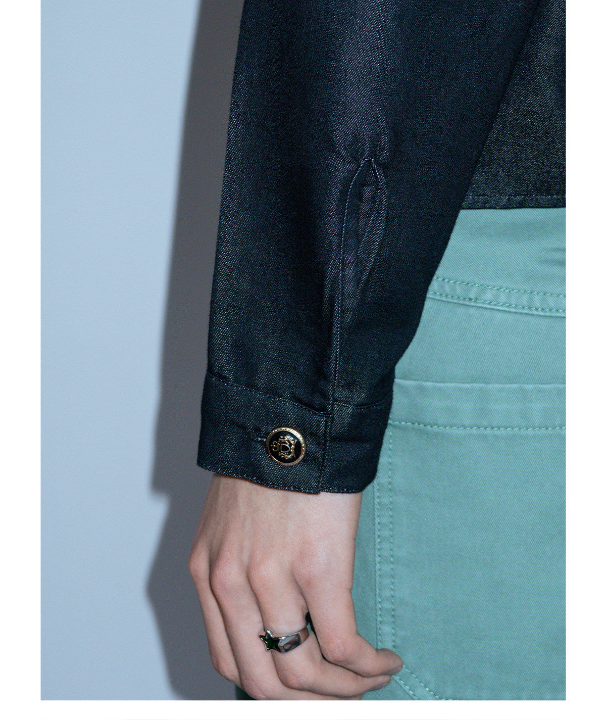 Irregular Hem Double-Breasted Shirt Jacket