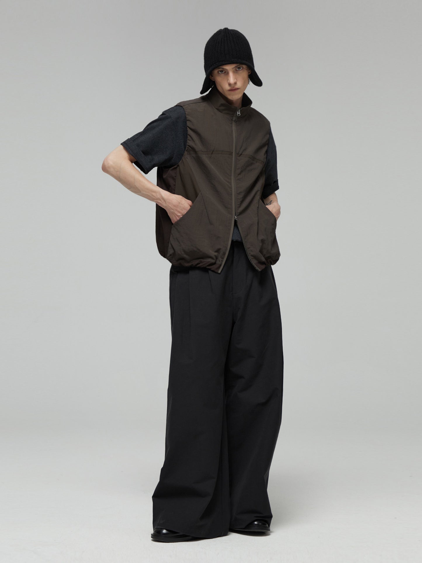 Panelled Stand-Collar Vest