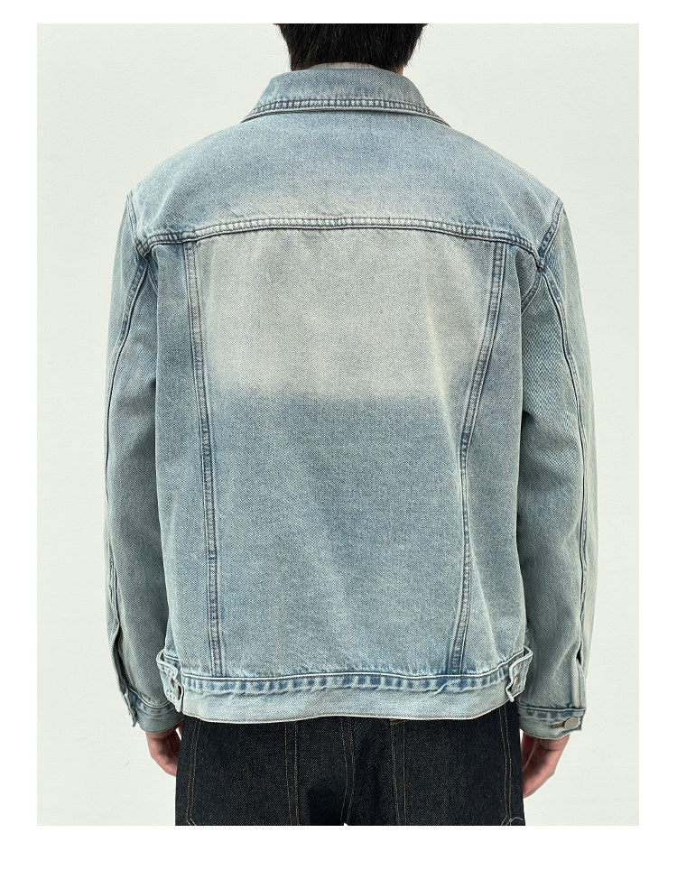 Short Slim Fit Washed Denim Jacket