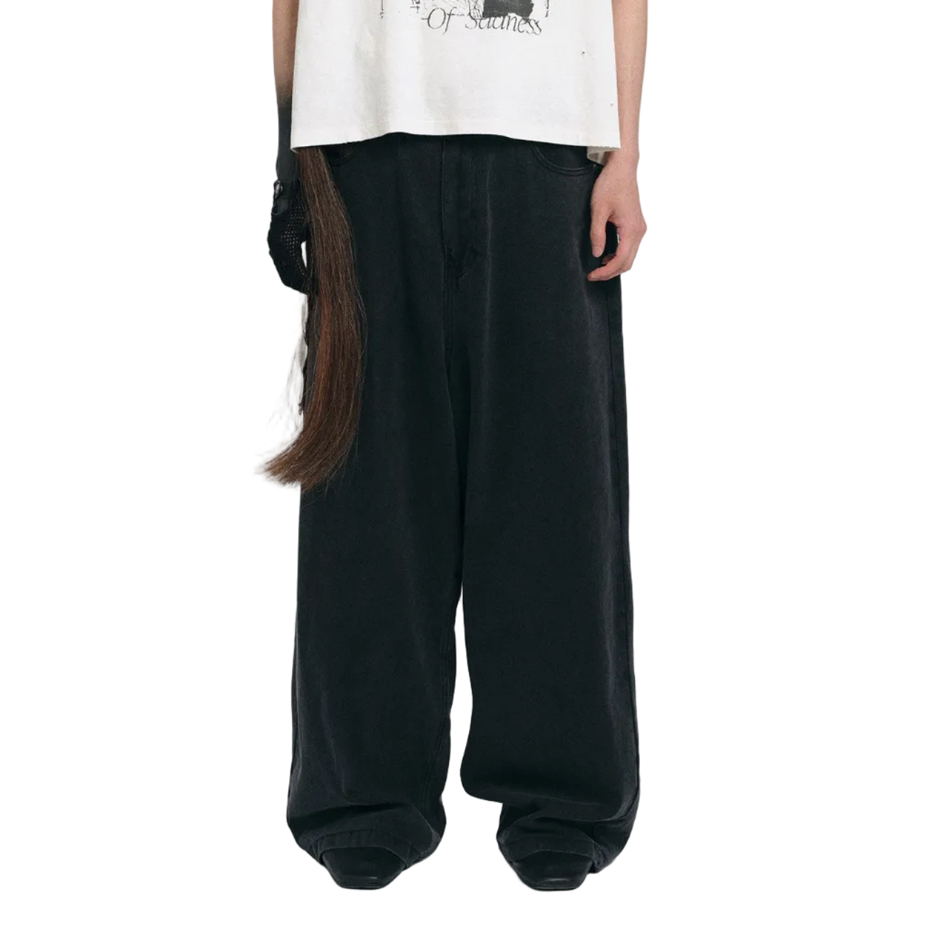 Deep crotch wide-leg jeans