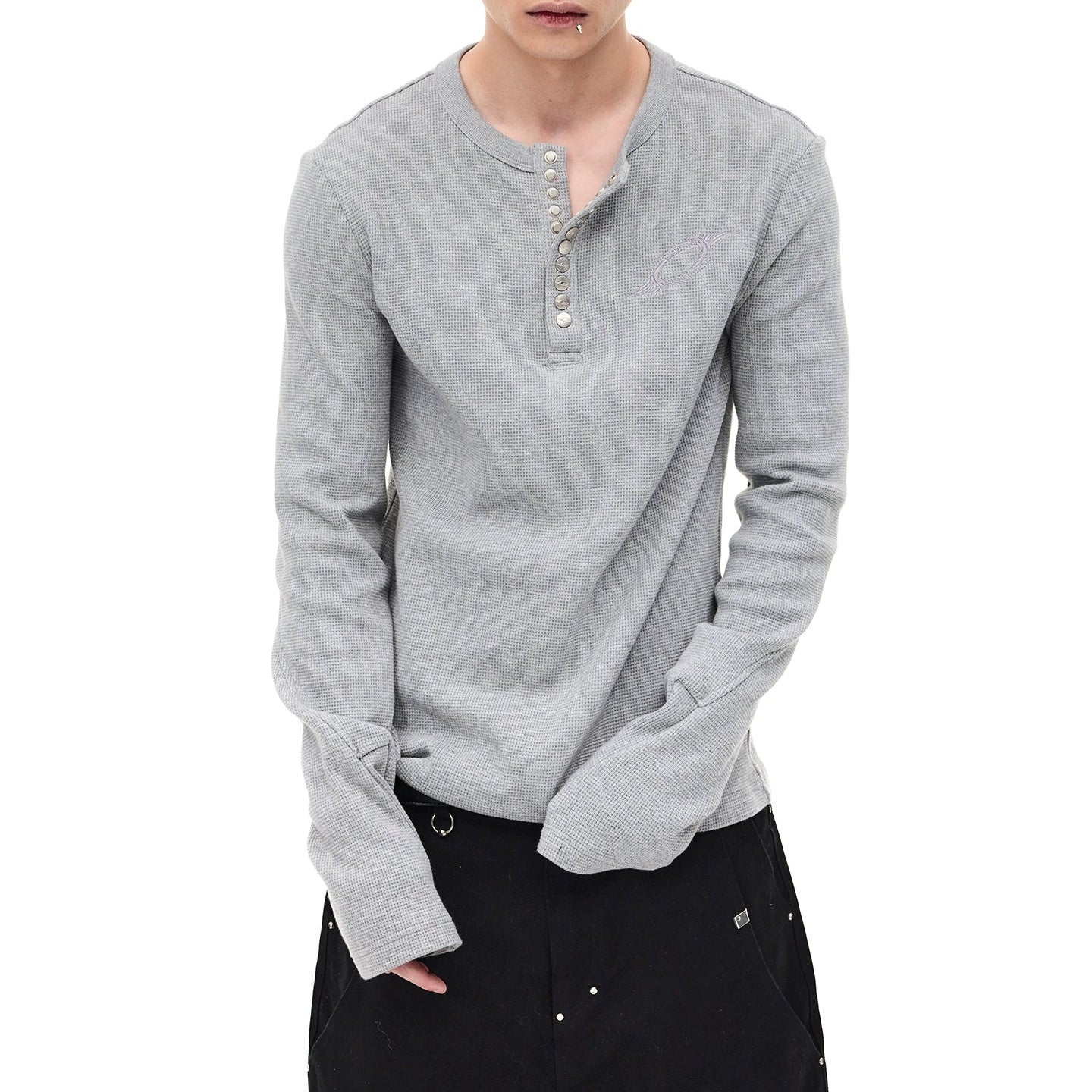 Waffle Henry Collar Long Sleeve T-Shirt