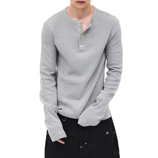 Waffle Henry Collar Long Sleeve T-Shirt