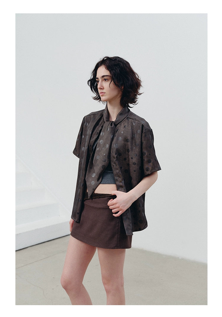 Faux drape short-sleeve shirt
