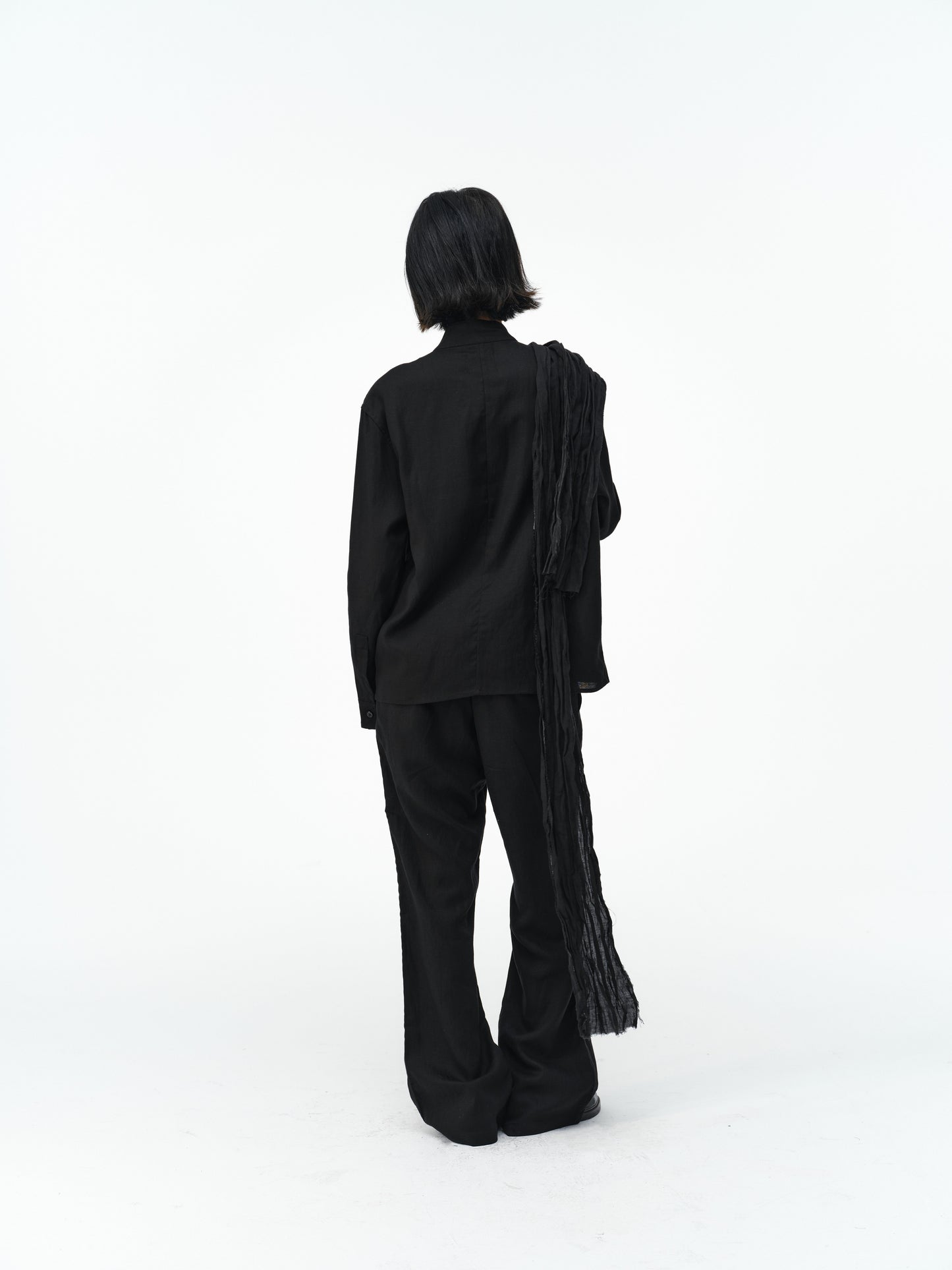 Asymmetrical button long-sleeve shirts