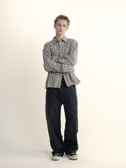 Japanese check western shirt