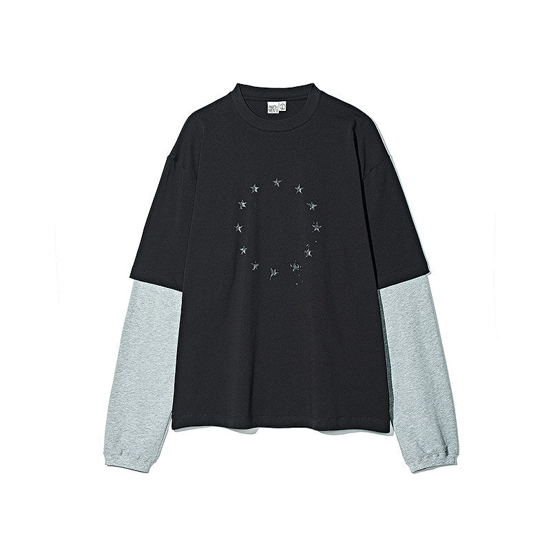 Vintage Fake Layered Striped Long Sleeve T-Shirt