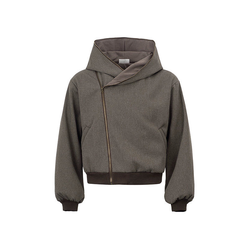 "Mystery Palace" grit linen brown reversible layered jacket