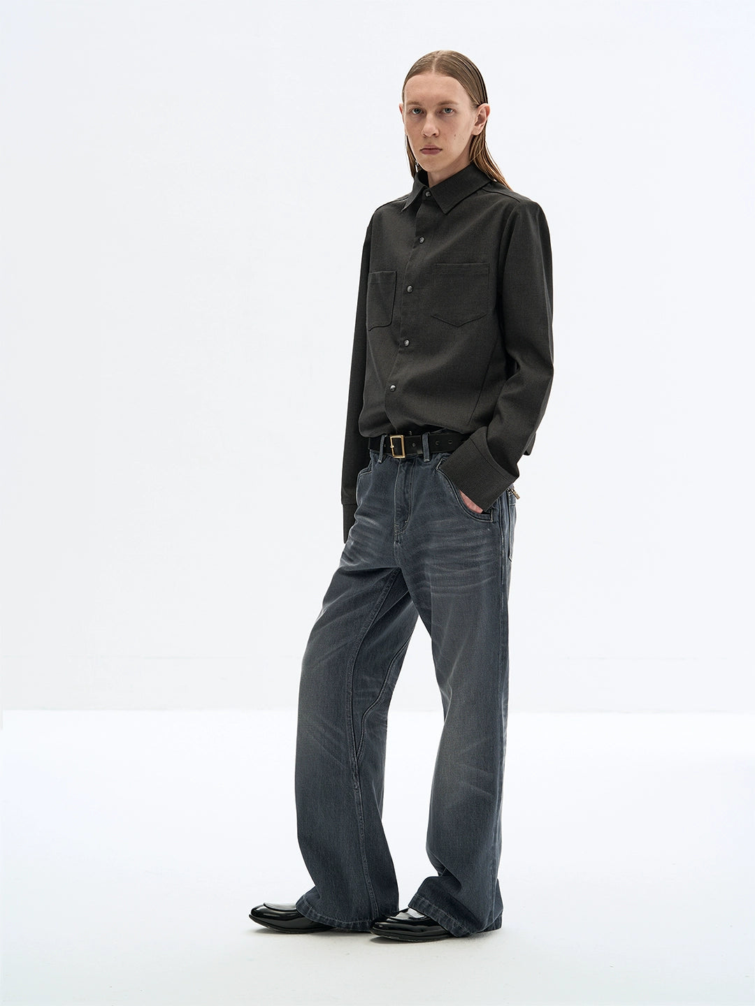 Layered gemstone long sleeve shirt