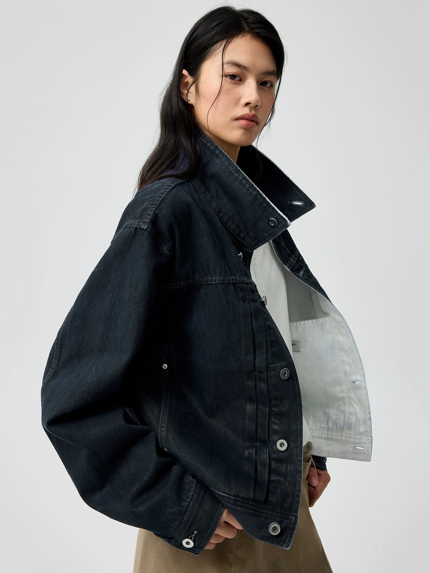 PU-Coated Wax Denim Jacket