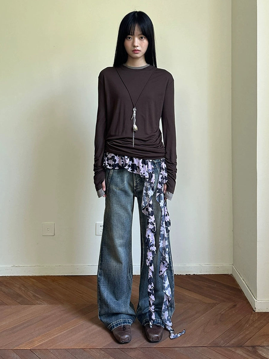 Layered long-sleeve T-shirt