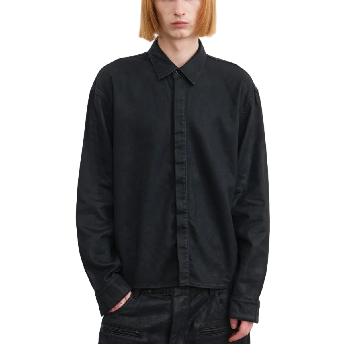 Wall coated long-sleeve waxed shirt