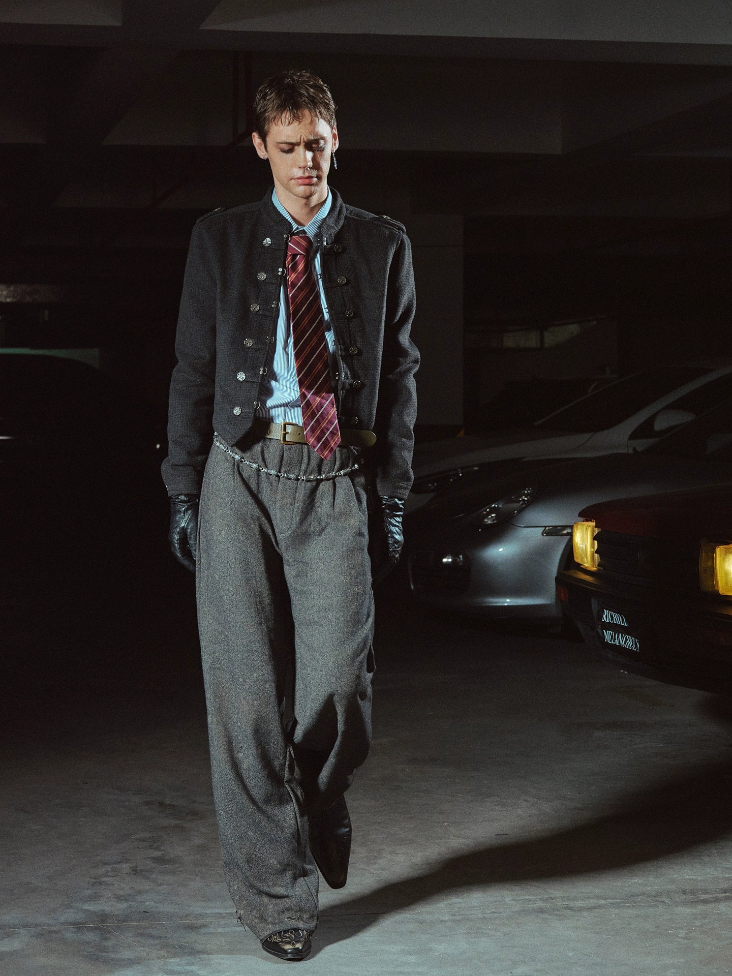 Dirty Mud Destroys Ankle Herringbone Trouser