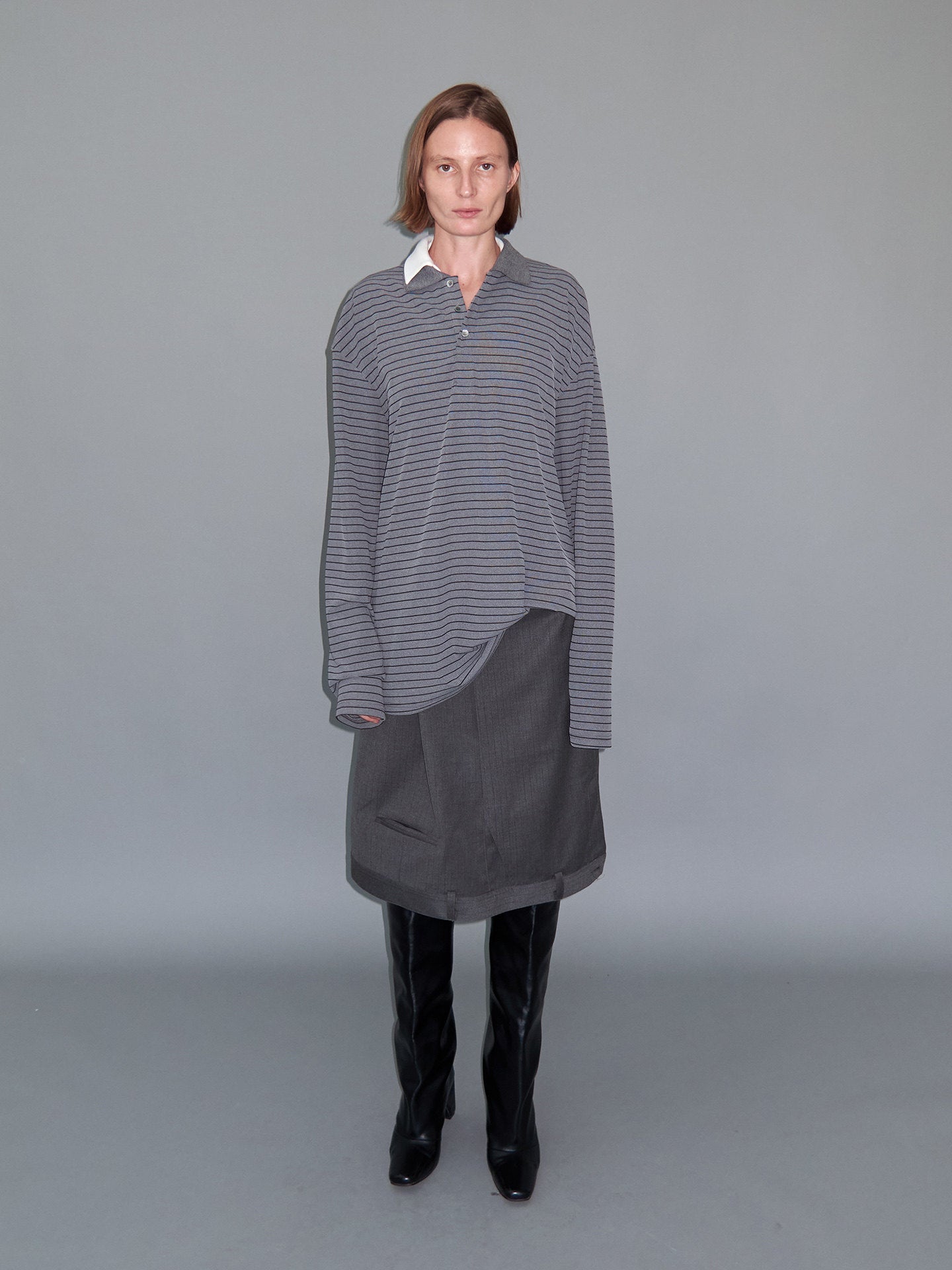 Flipped asymmetry waist suit skirt