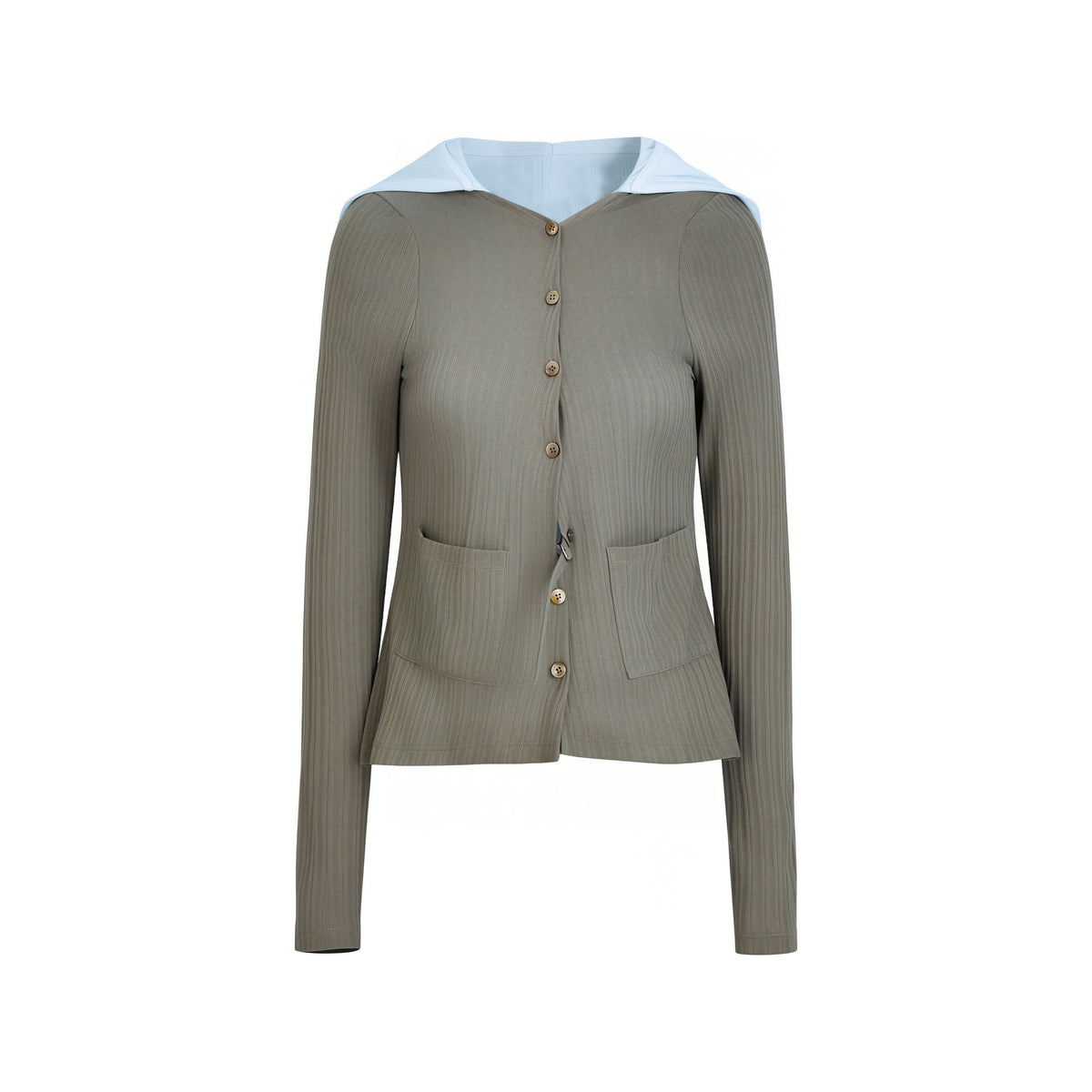 Fake layered hooded knit cardigan