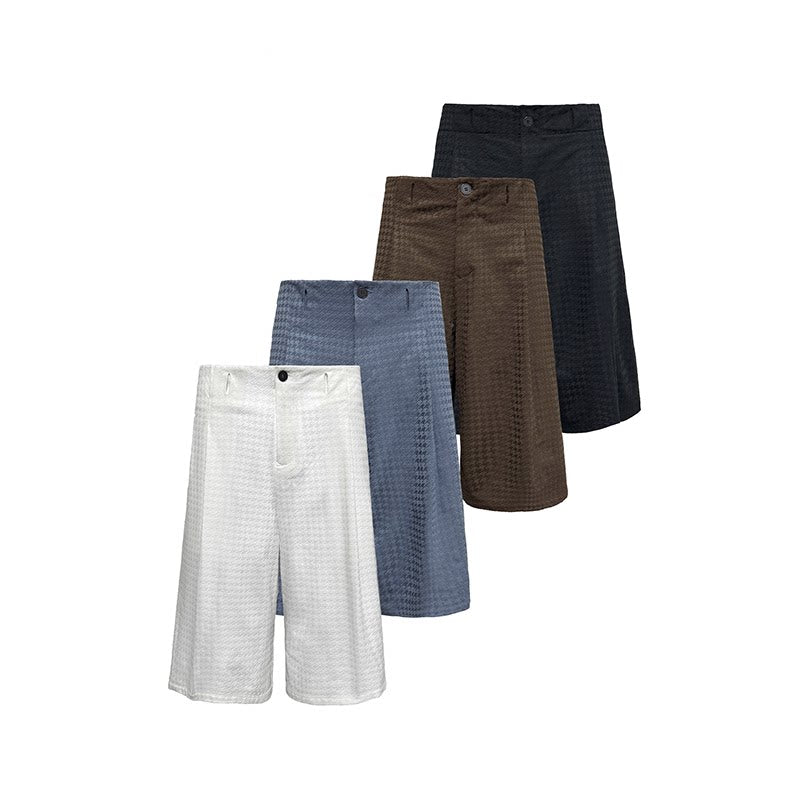 Houndstooth Pleated Cropped Pants