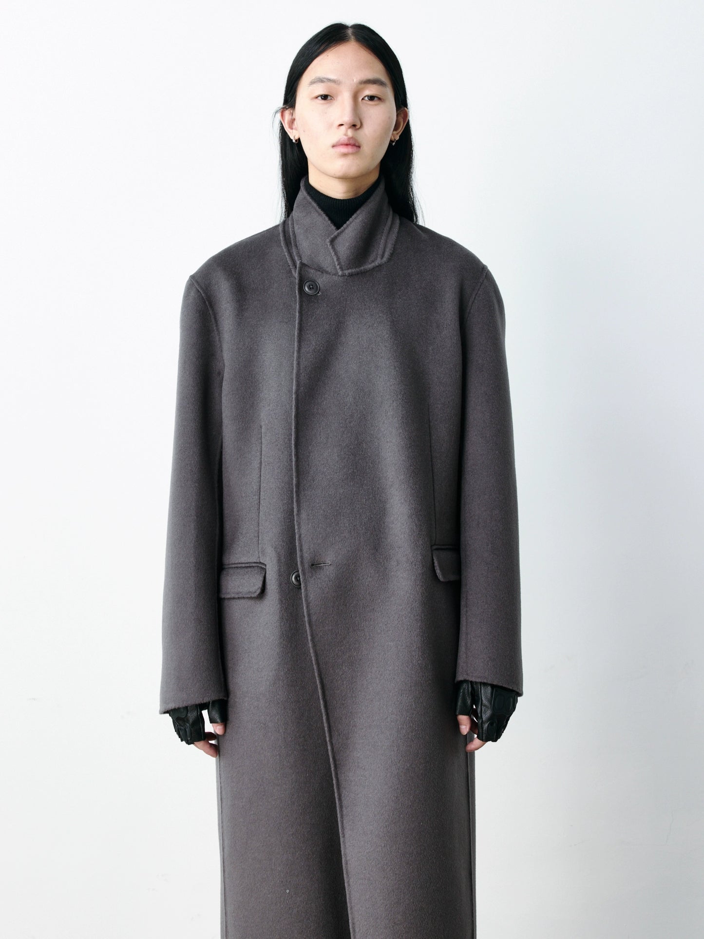 Mercerized Wool Long Coat