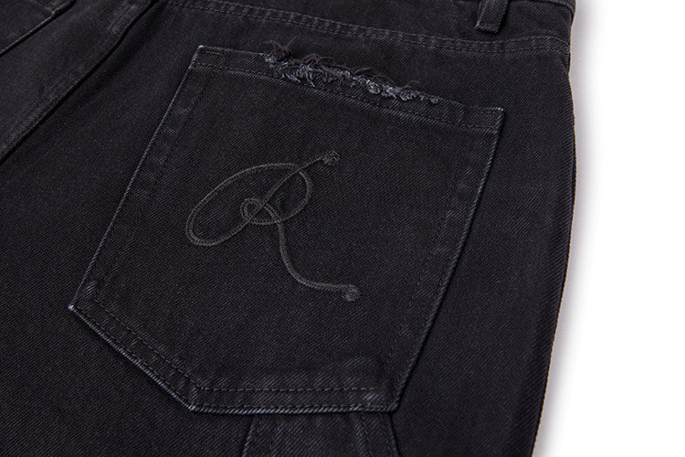 BLACK WASH BAGGY SHORTS
