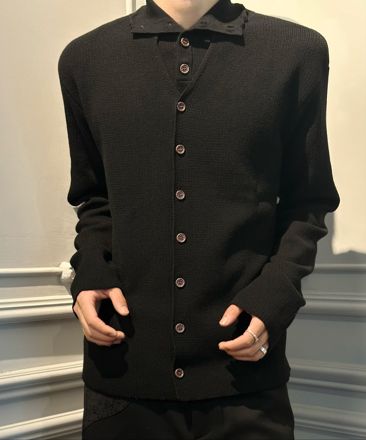 "Po Jing" fake layered cardigan