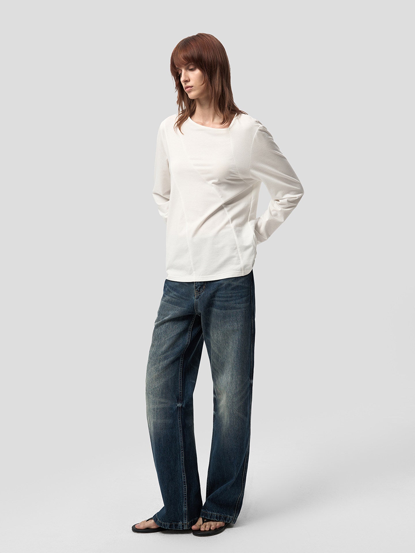 Contour split long-sleeve T-shirt