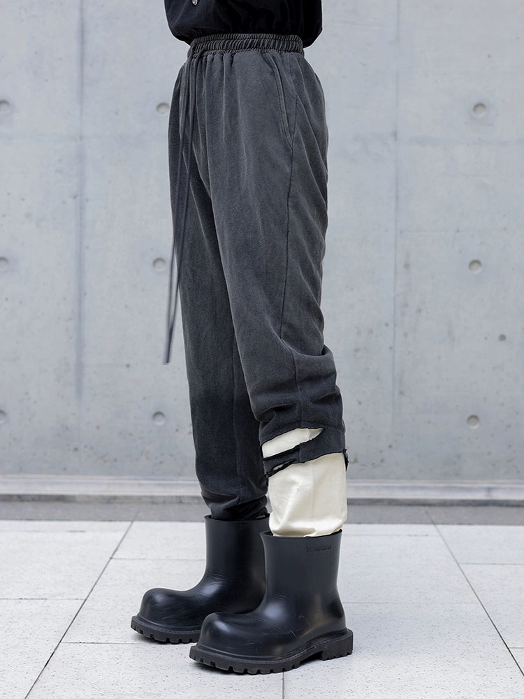Distressed Paneled Sweatpants