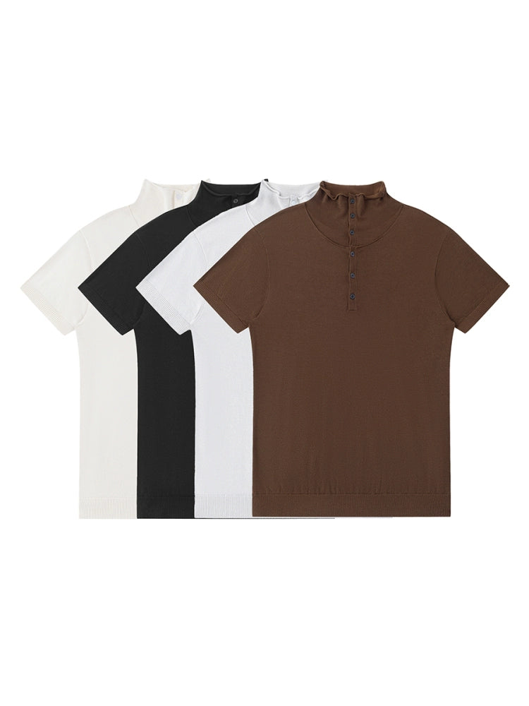 "Accumulation" layered collar Short Sleeve T-Shirt