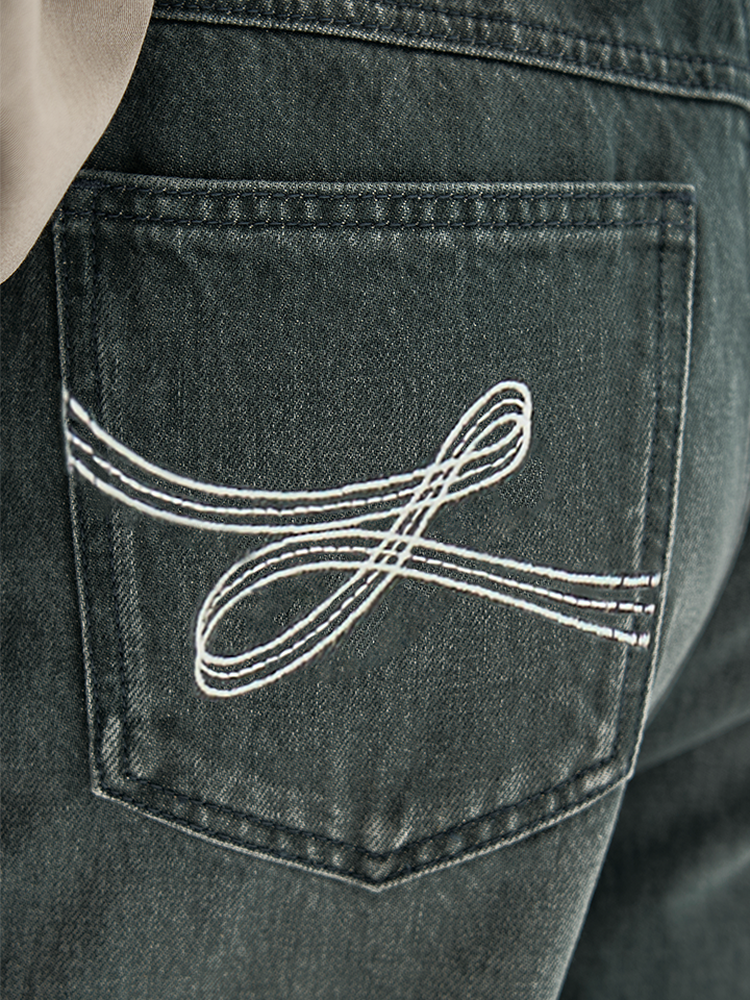 Embroidered casual bootcut denim