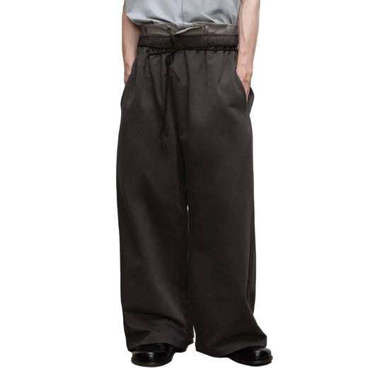 Woven belt wide-leg knit sweatpants