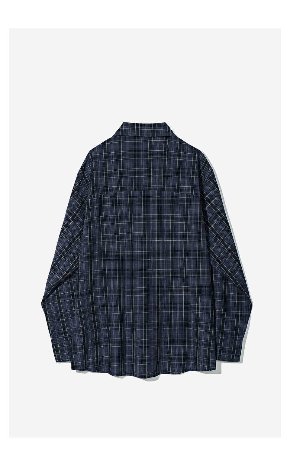 Washed plaid long-sleeved shirt