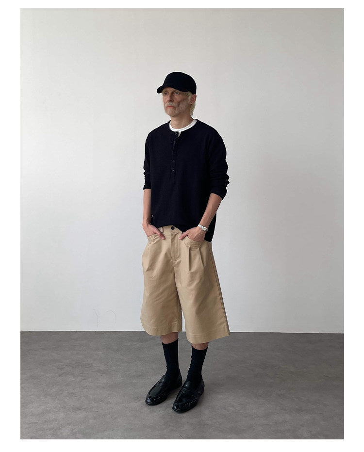 Henley collar base shirt